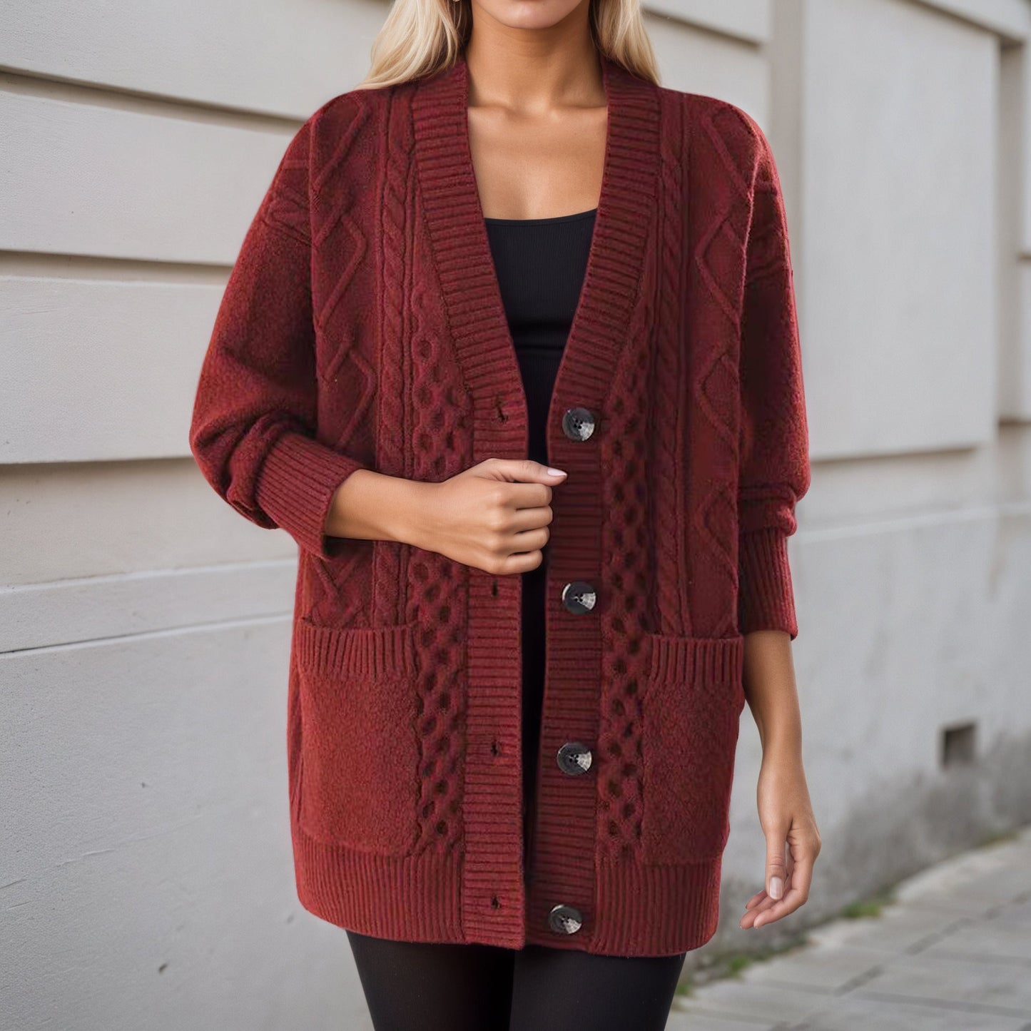 Women's structured cardigan with practical pockets NOVAE