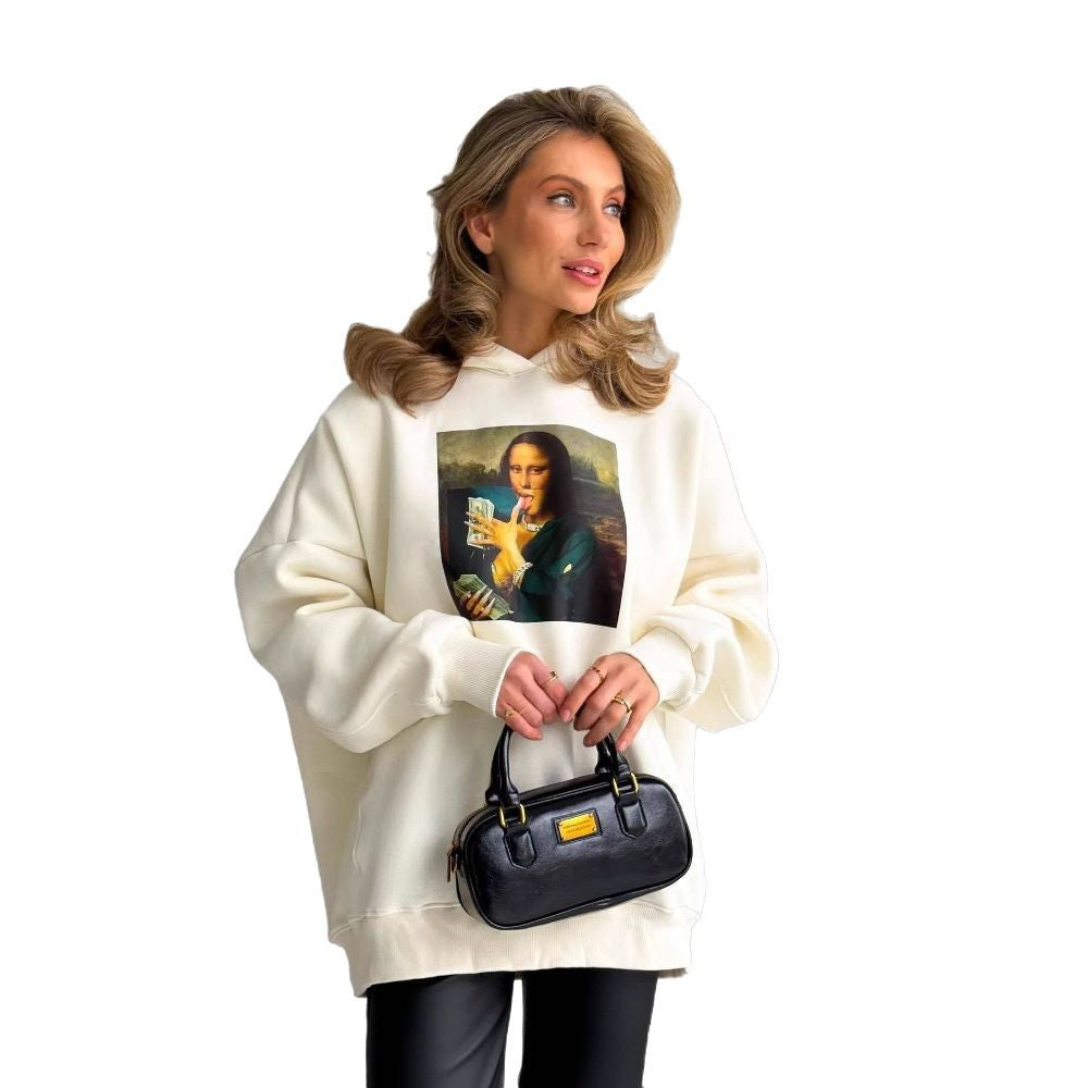 Women's Oversized Hoodie with Creative Art Motif NOVAE