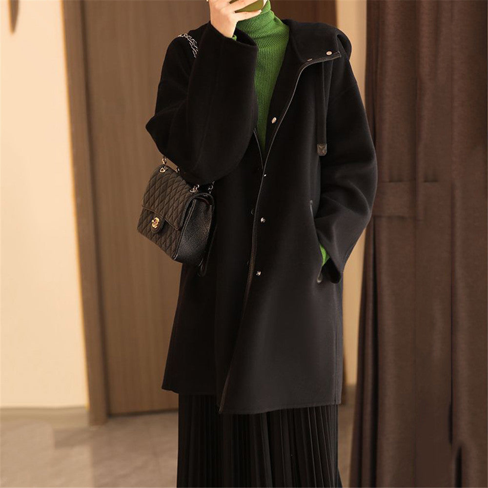 Women's Flowing Transitional Jacket with Hood and Snap Button Closure NOVAE