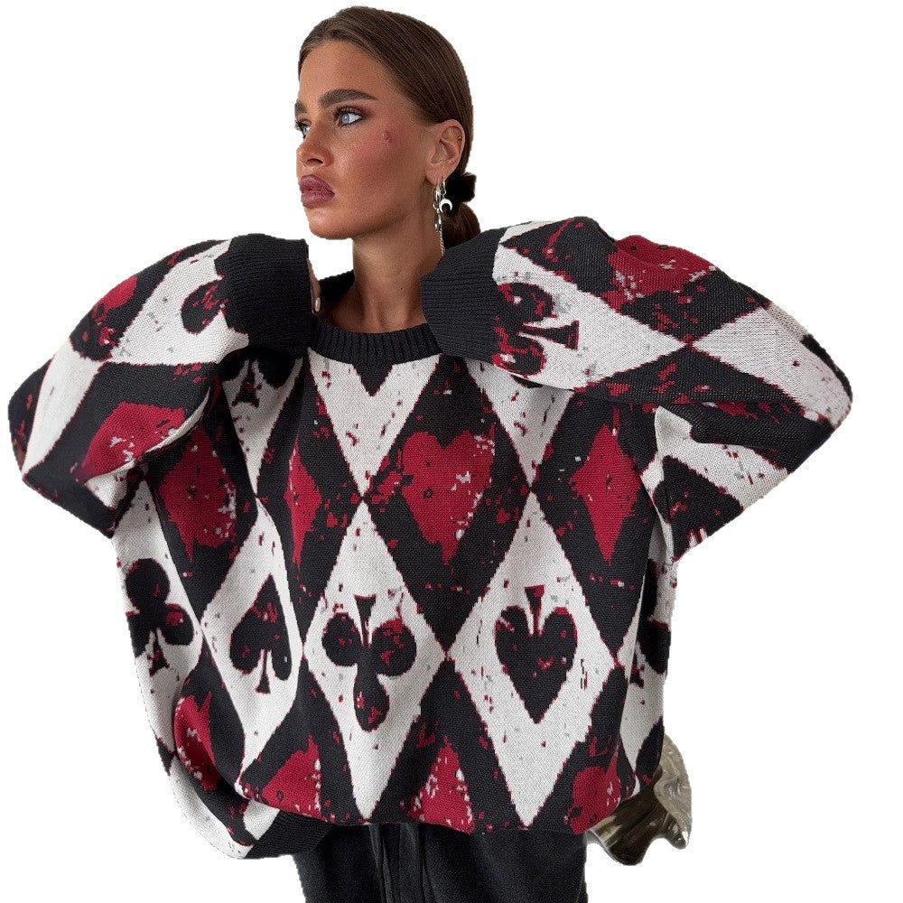 Women's oversized sweater with creative patterns and a wide cut NOVAE