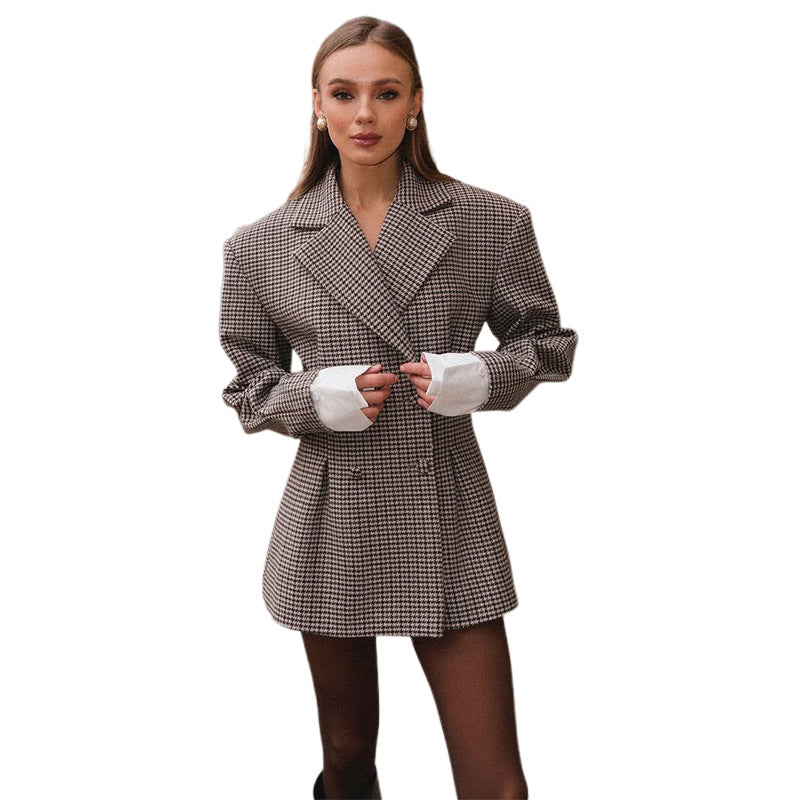 Women's tailored checked blazer jacket NOVAE