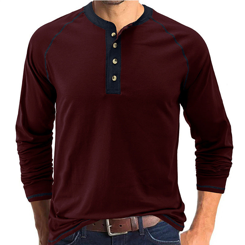 Men's long-sleeved shirt with button placket and contrasting details NOVAE