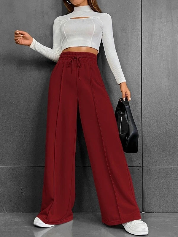 Women's wide-leg sports trousers with elasticated waistband and side pockets NOVAE