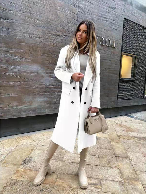 Women's Elegant and Timeless Double-Breasted Wool Coat NOVAE