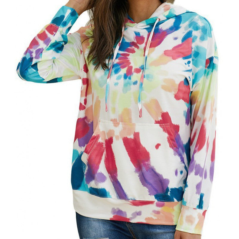 Women's hooded sweatshirt in a colorful tie-dye design NOVAE
