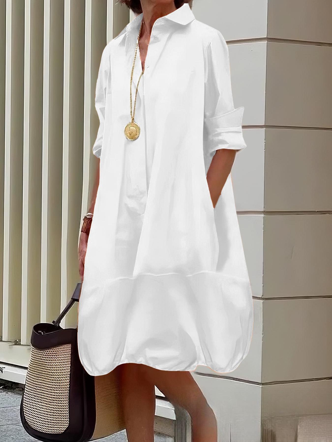 Women's Casual Shirt Dress with Wide Hem NOVAE