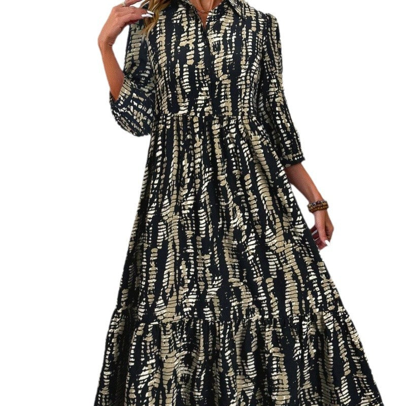 Women's shirt dress with sophisticated ruffle details and asymmetrical hem NOVAE