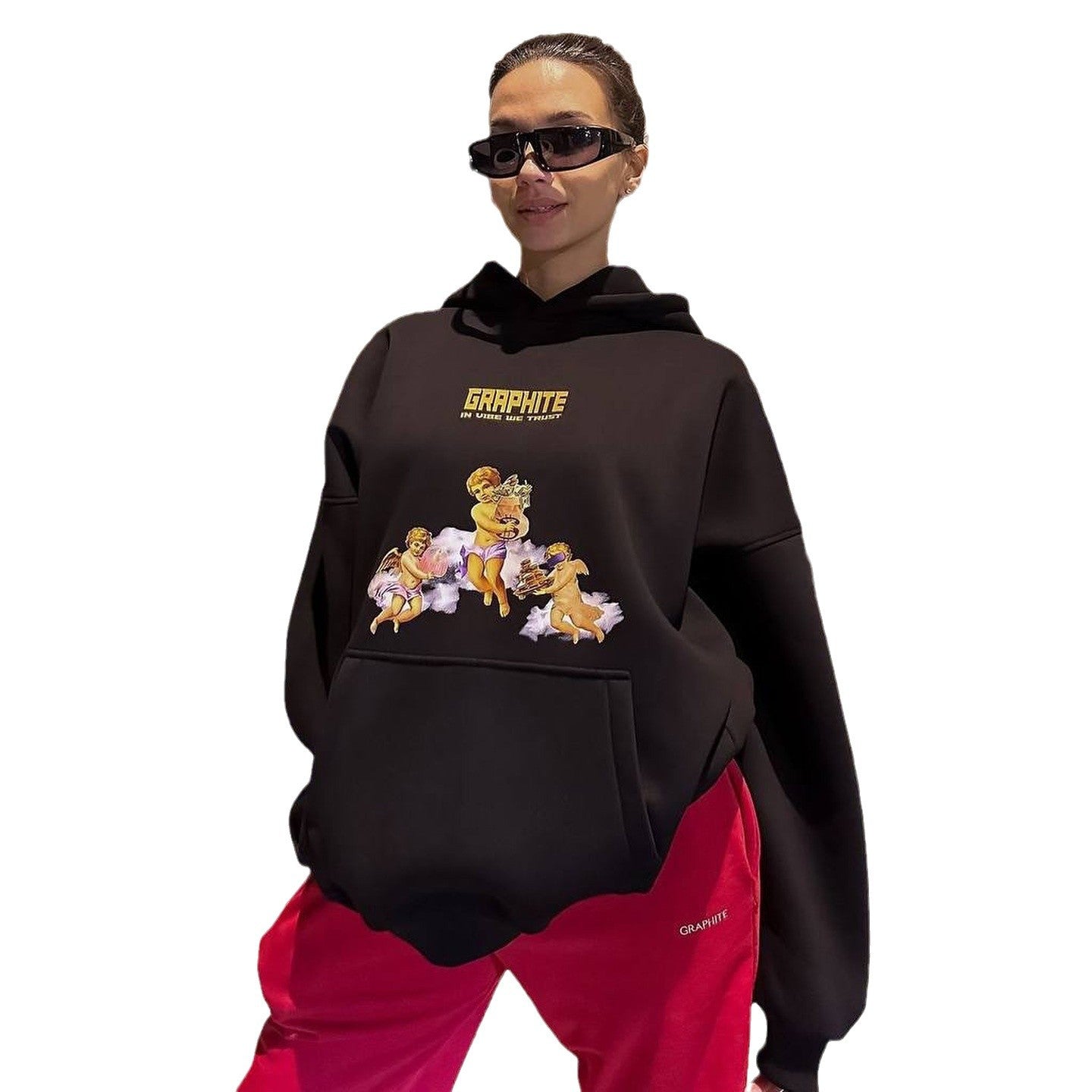 Women's oversized hoodie with creative print and relaxed fit NOVAE