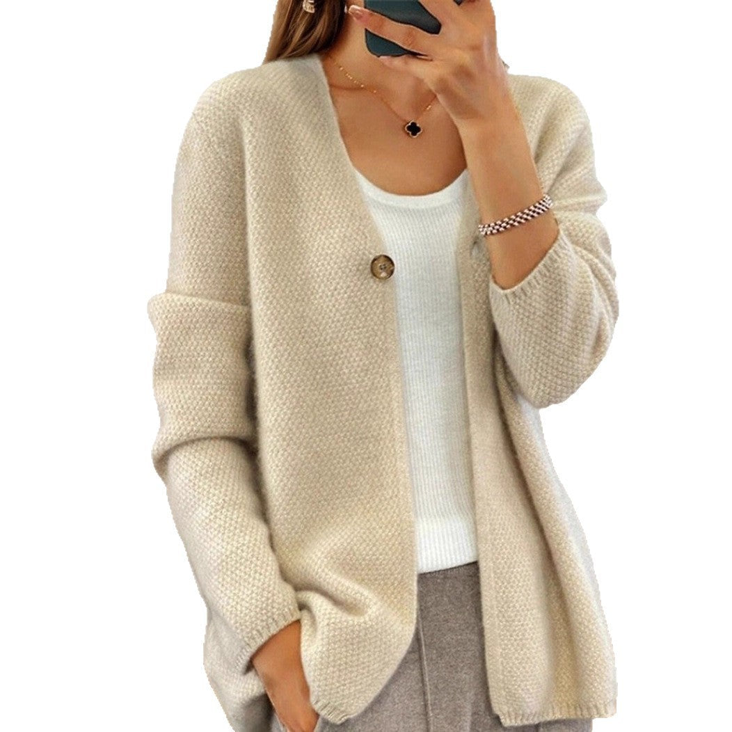 Women's cardigan with fine texture and button placket NOVAE