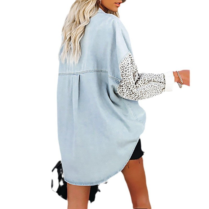 Women's fashionable shirt blouse with leopard print and oversized cut NOVAE