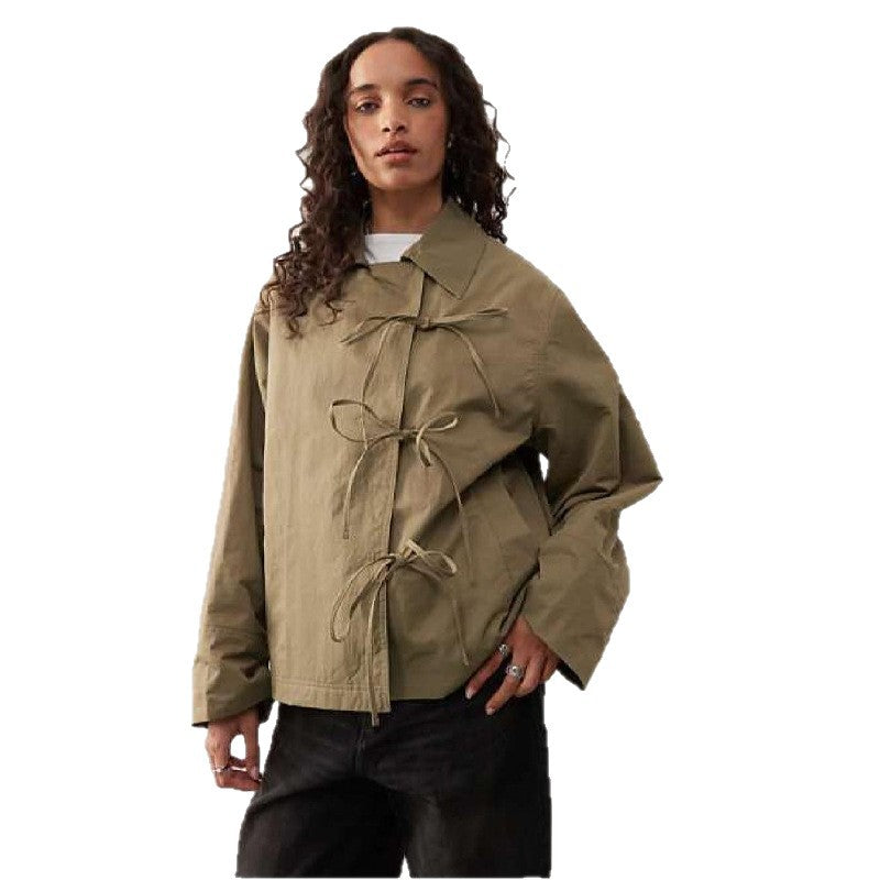 Women's leisure jacket with modern tie straps and a relaxed cut NOVAE