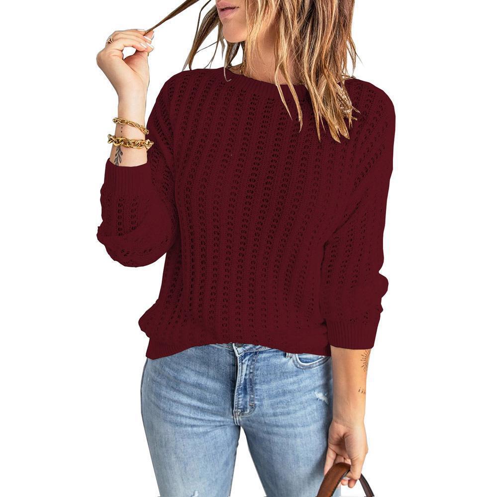 Women's knitted sweater with a textured pattern and wide sleeves NOVAE