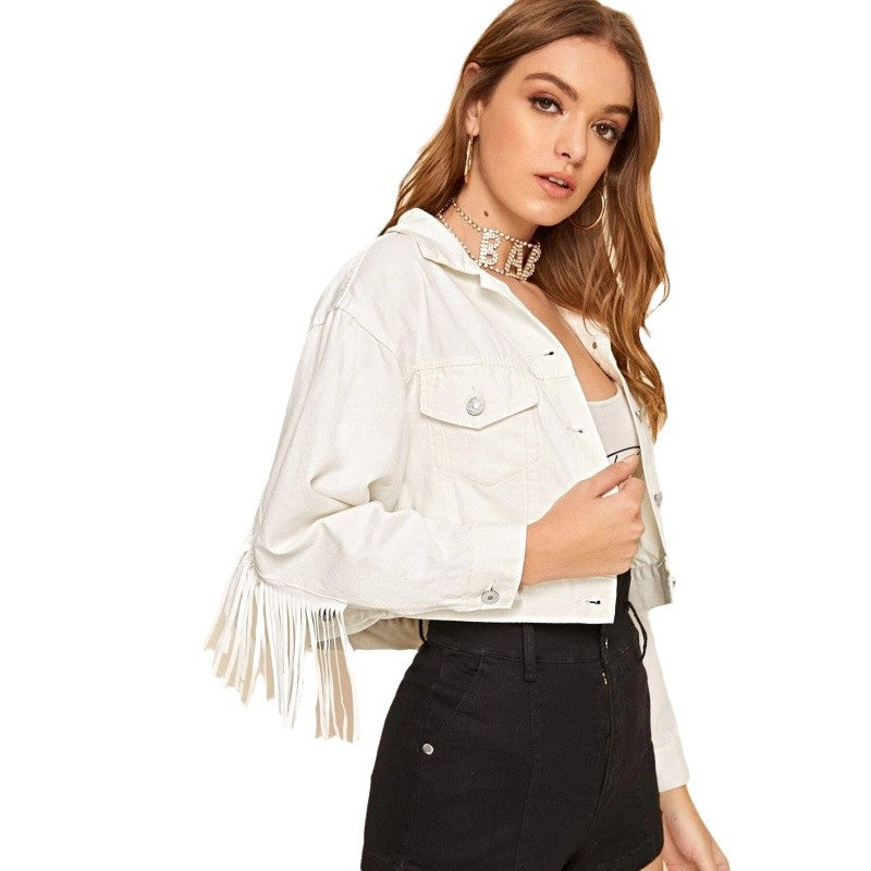 Ladies
Short fringed jacket with trendy design and casual cut NOVAE