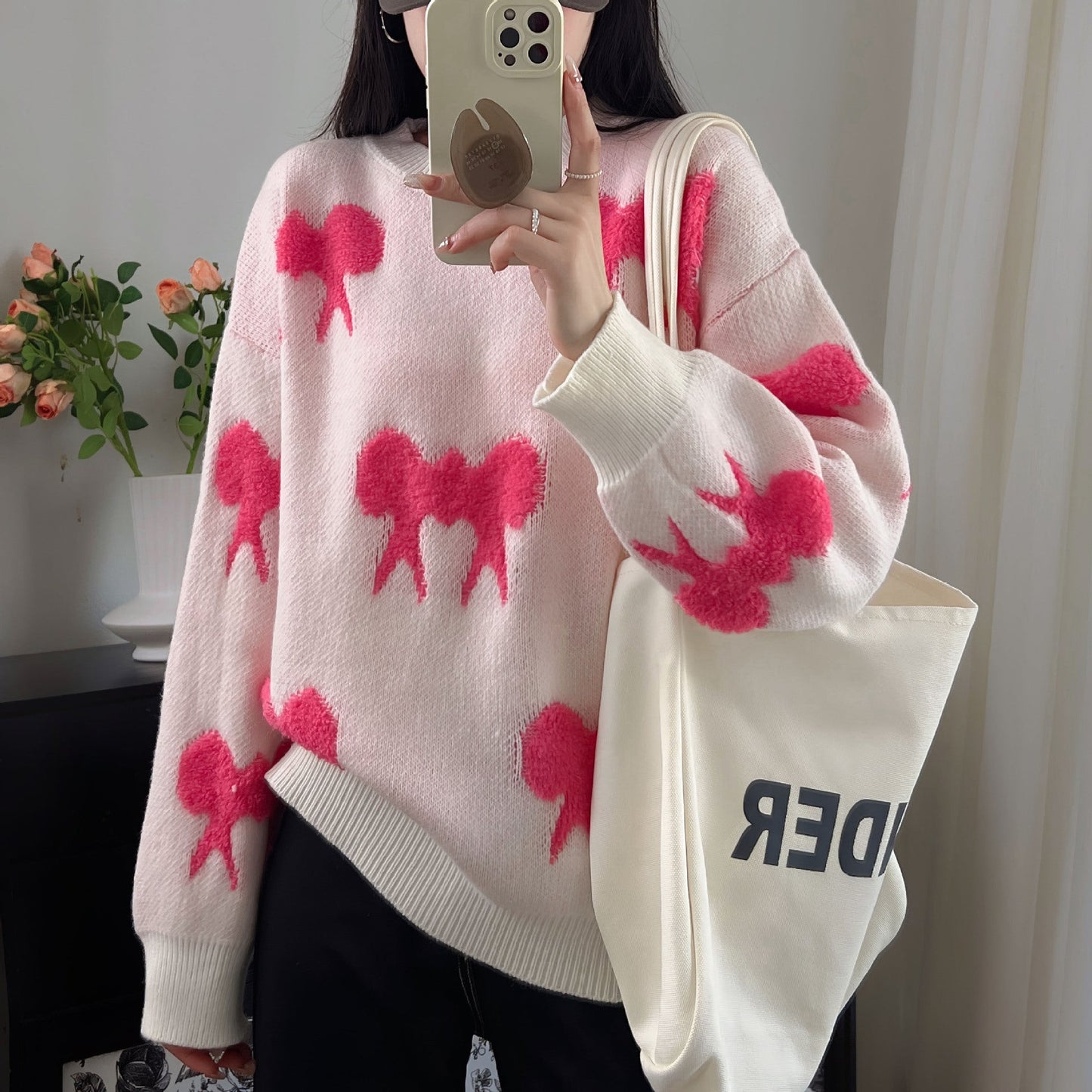 Women's cozy knit sweater with playful pattern NOVAE