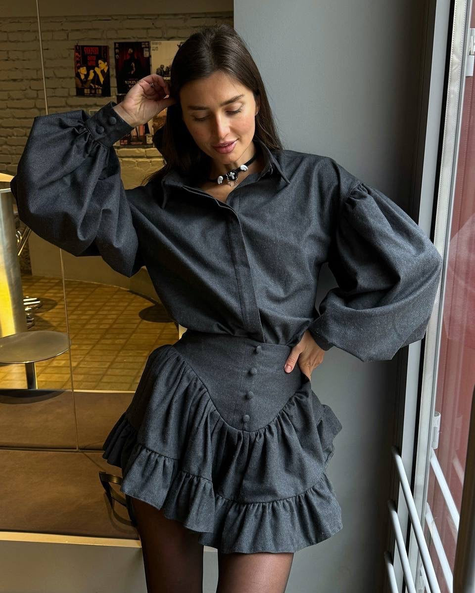 Women's Checkered Blouse and Skirt Set NOVAE