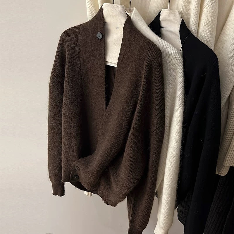 Women's fashionable knit cardigan with trendy lapel NOVAE