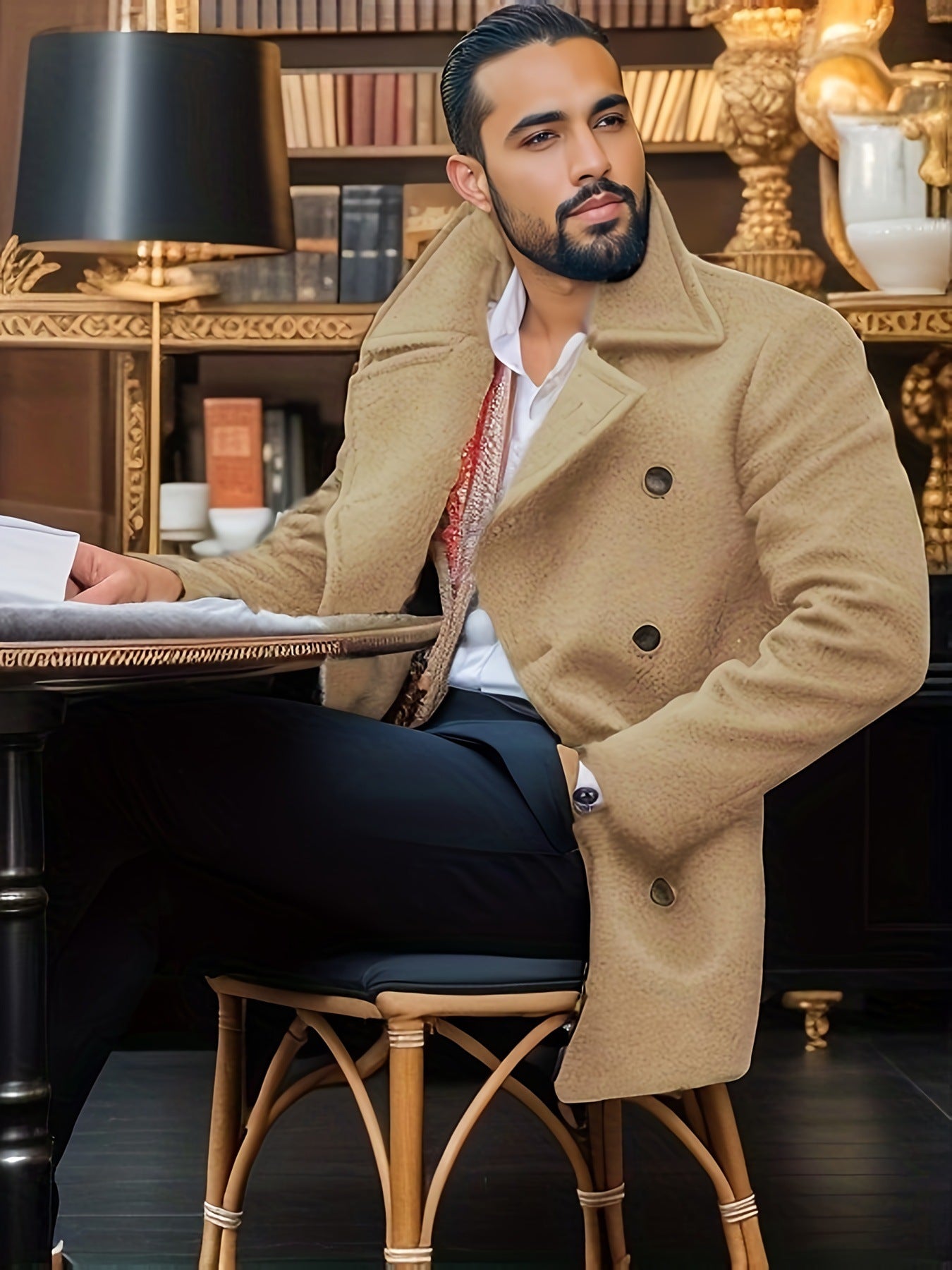 Men's classic and stylish double-breasted wool coat NOVAE