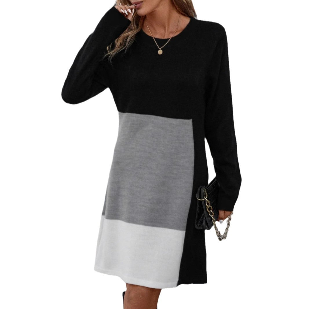 Women's knit dress in a modern color block design NOVAE
