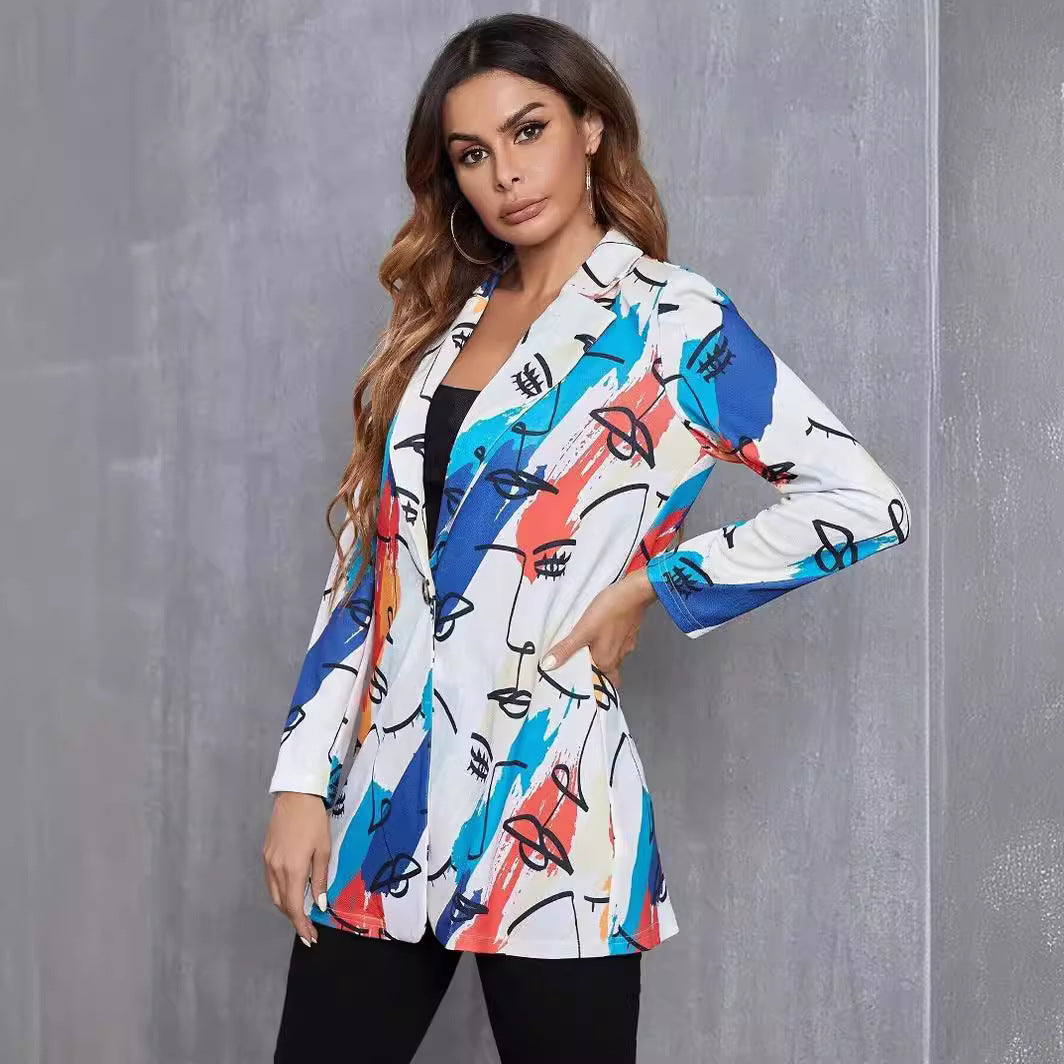 Women's blazer with artistic print and modern cut NOVAE