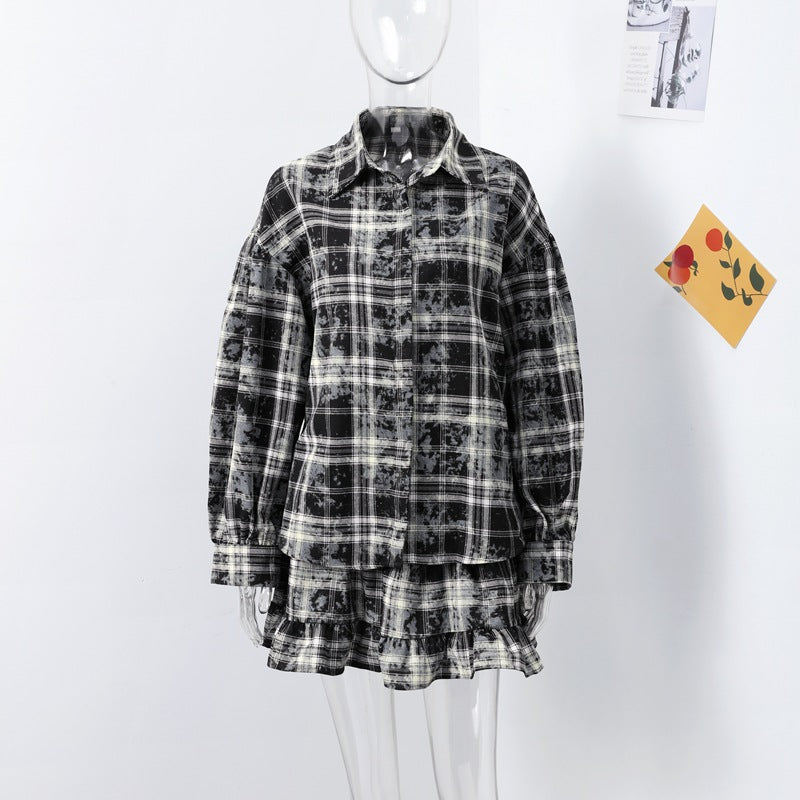 Women's striped shirt blouses with voluminous sleeves and ruffled hem NOVAE