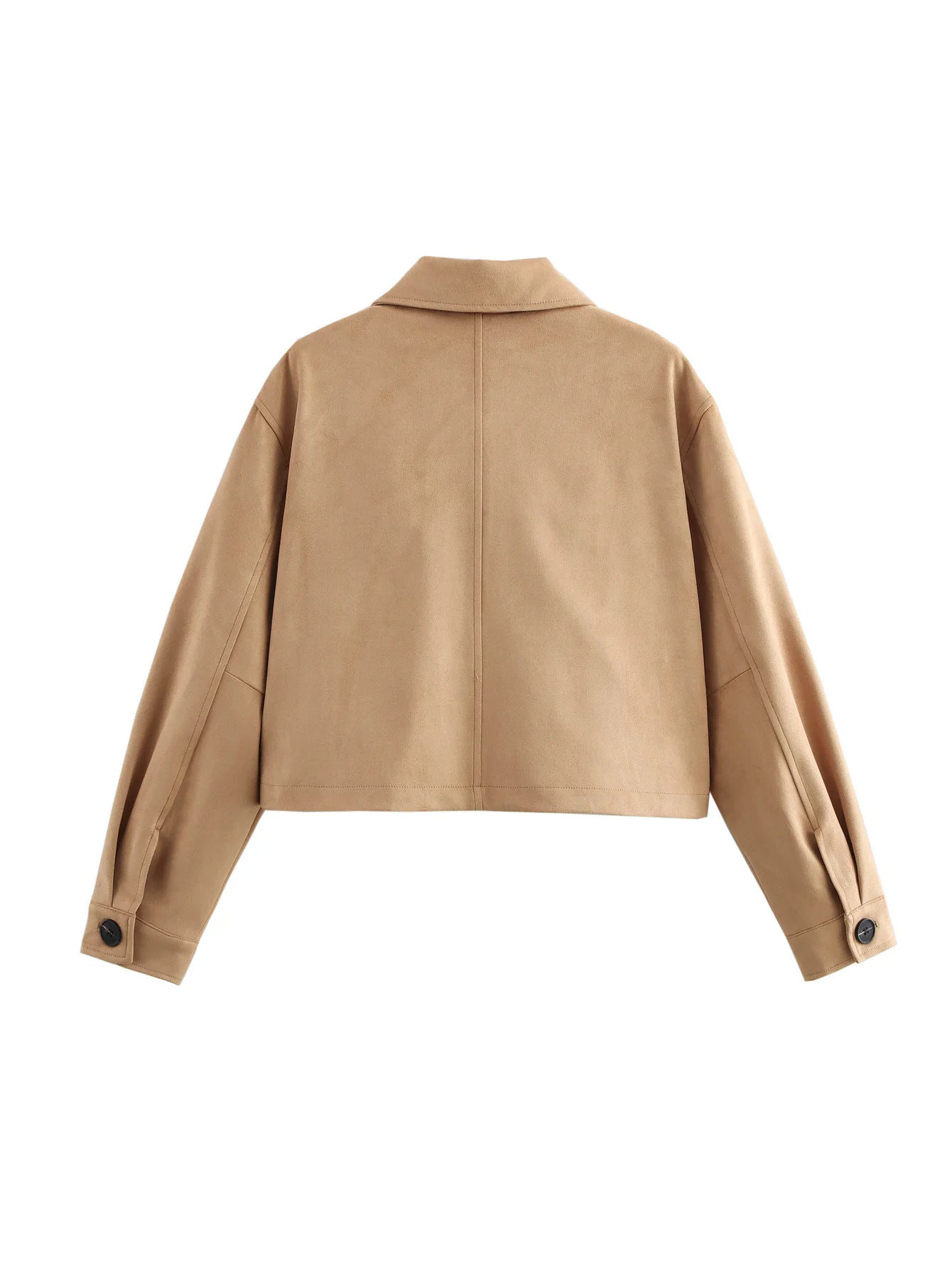 Women's cropped jacket made of high-quality imitation suede with large pockets NOVAE
