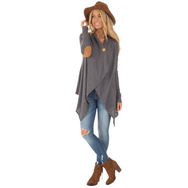 Women's wrap jacket with asymmetrical cut and leather accents NOVAE