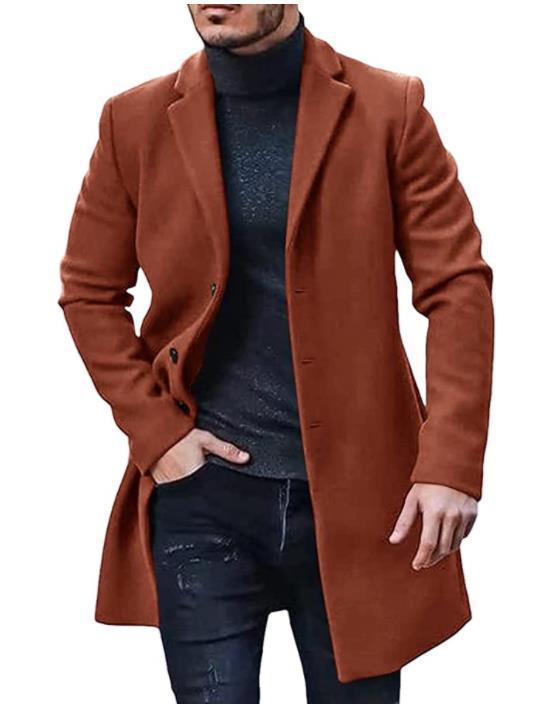 Men's elegant longer-cut wool coat with classic lapels NOVAE