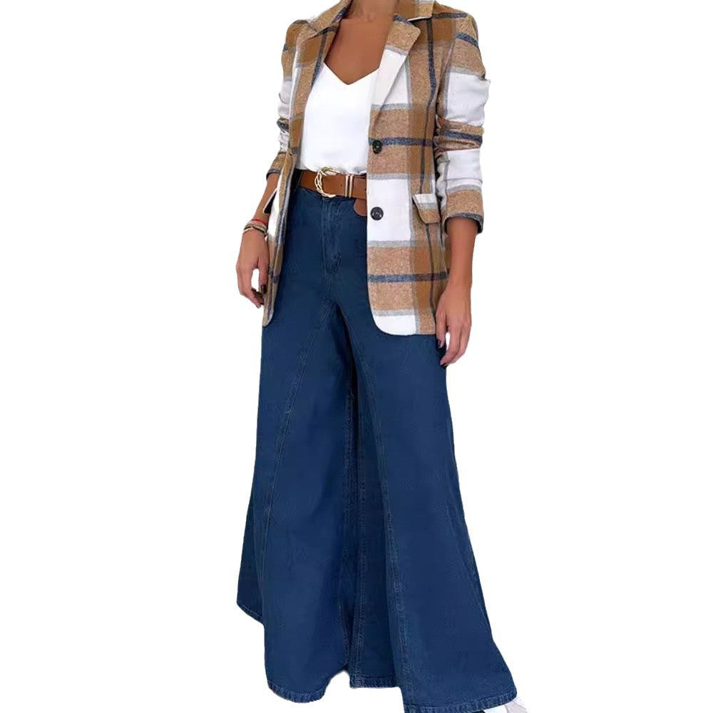 Women's checked blazer with an elegant cut and casual details NOVAE