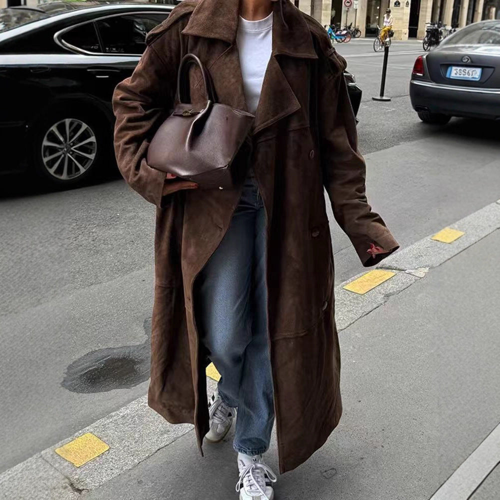 Women's fashionable transitional jacket with double-sided belt and waist shaping NOVAE