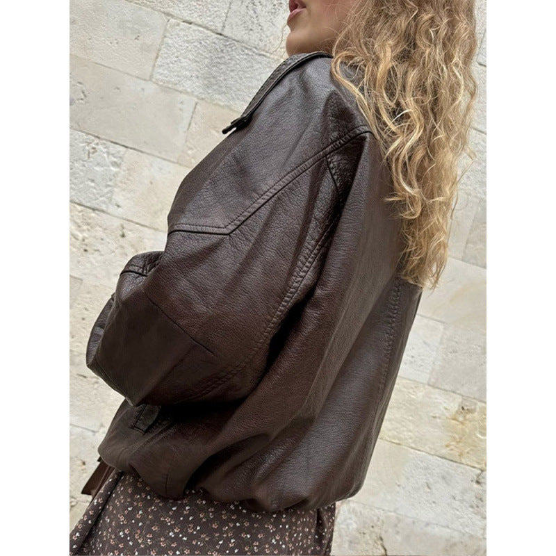 Women's trendy leather jacket in urban style NOVAE