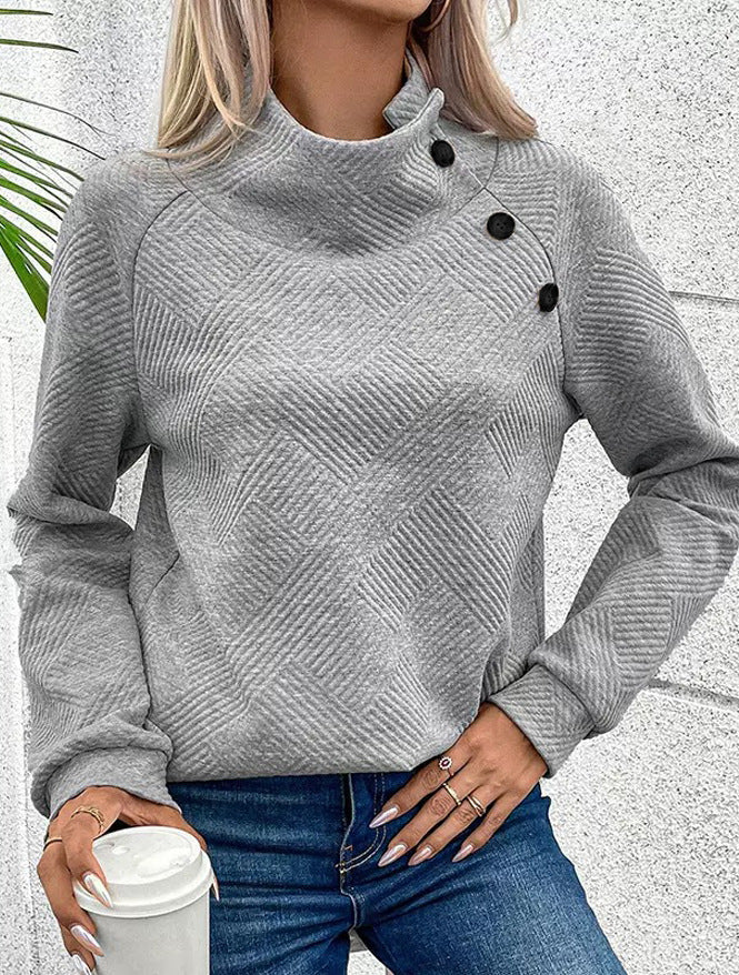 Women's sweater with high collar and stylish buttons NOVAE