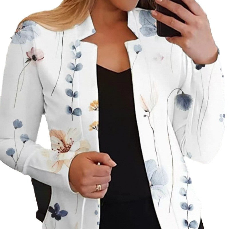 Women's blazer with floral design and figure-hugging cut NOVAE