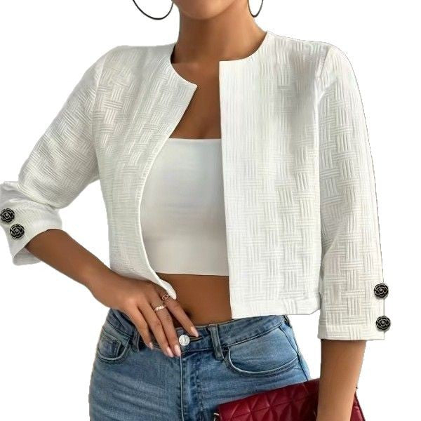 Women's structured short jacket with elegant buttons NOVAE