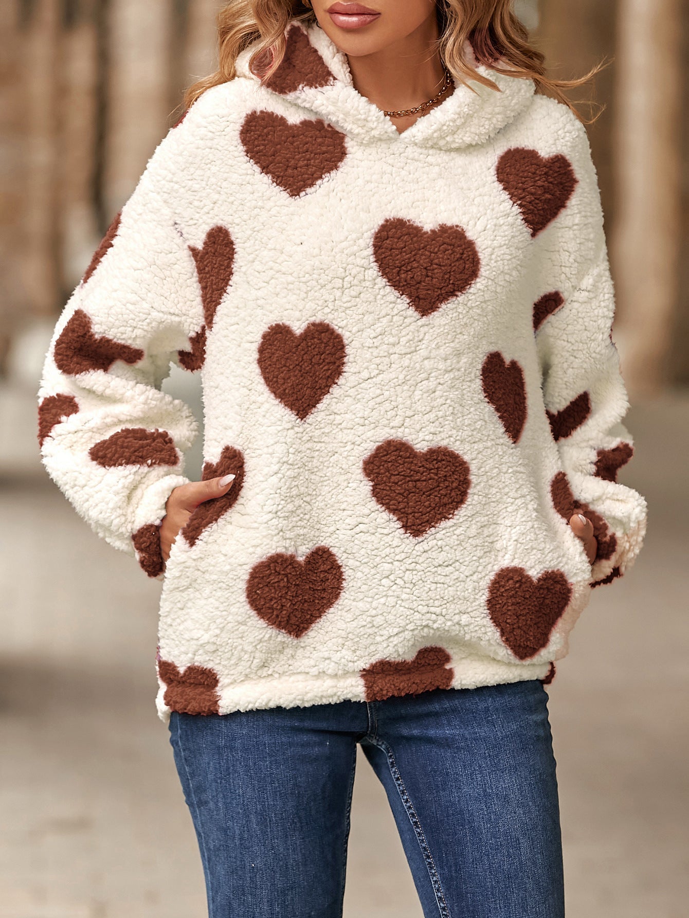 Women's Cozy Sweater with Heart Pattern NOVAE