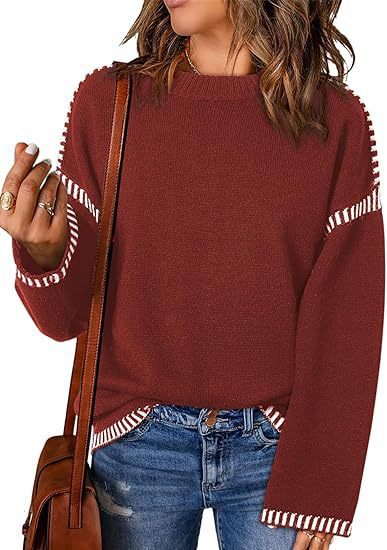 Women's fashionable sweater with textured material and striped details NOVAE