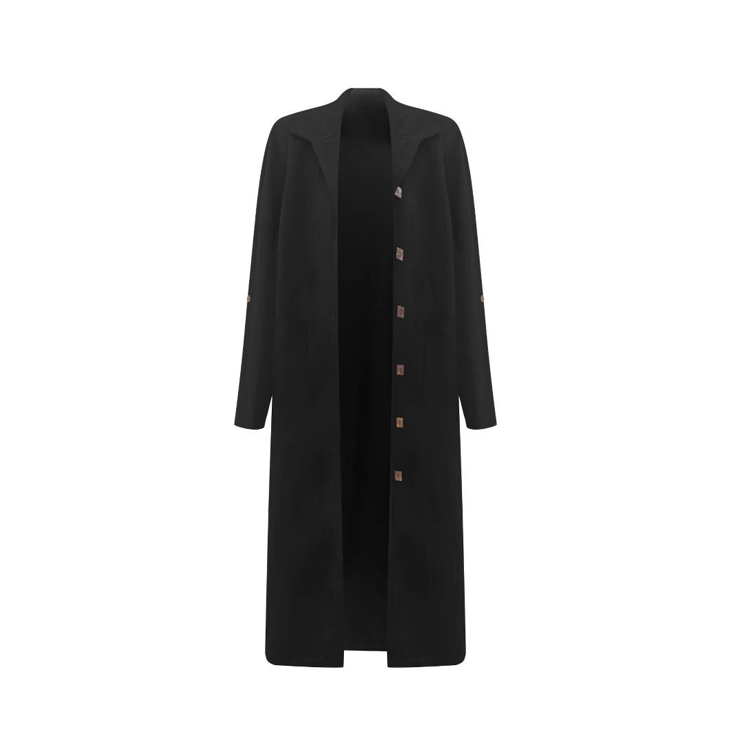 Women's Oversized Long Blazer with Functional Pocket Details NOVAE
