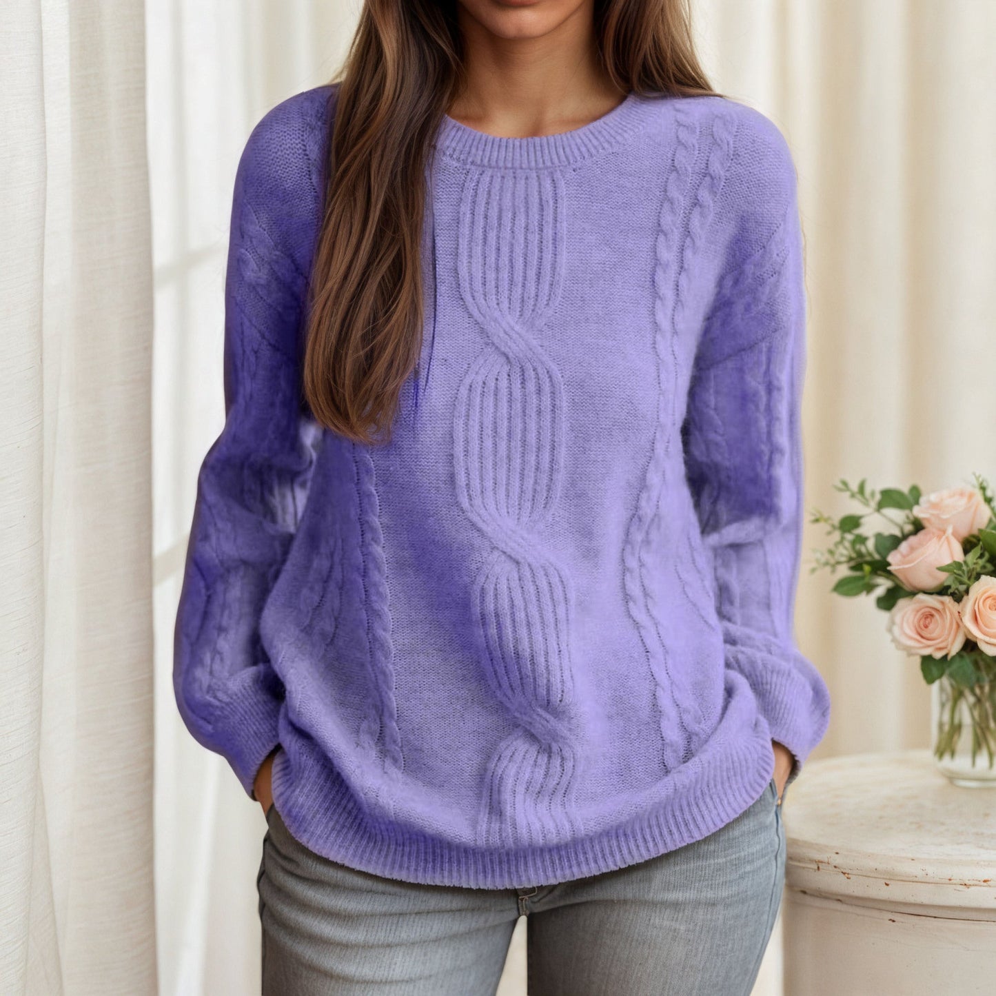 Women's cable-knit sweater with a relaxed fit NOVAE