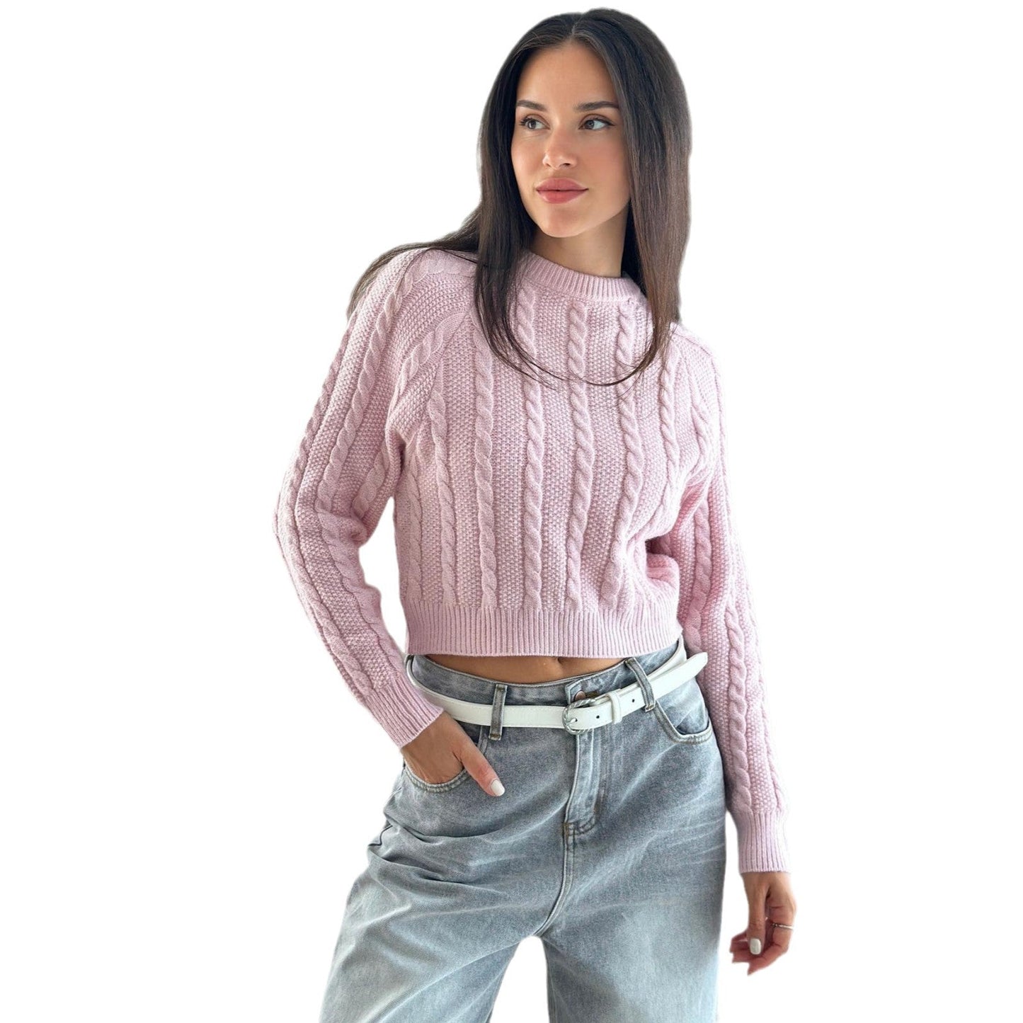 Women's cable-knit sweater with a relaxed fit NOVAE