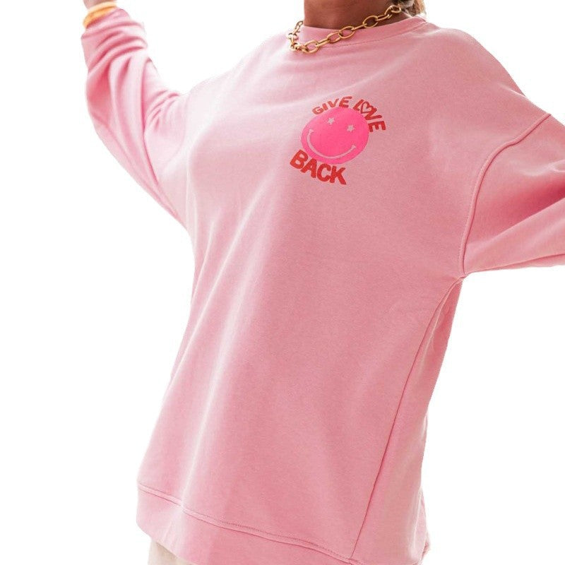 Women's casual sweatshirt with a creative motif and wide sleeves NOVAE