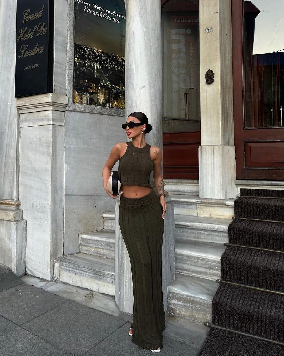 Women's two-piece outfit with elegant knit pattern NOVAE