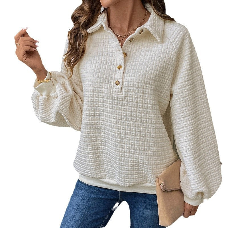 Women's casual oversized sweater with textured waffle pattern NOVAE