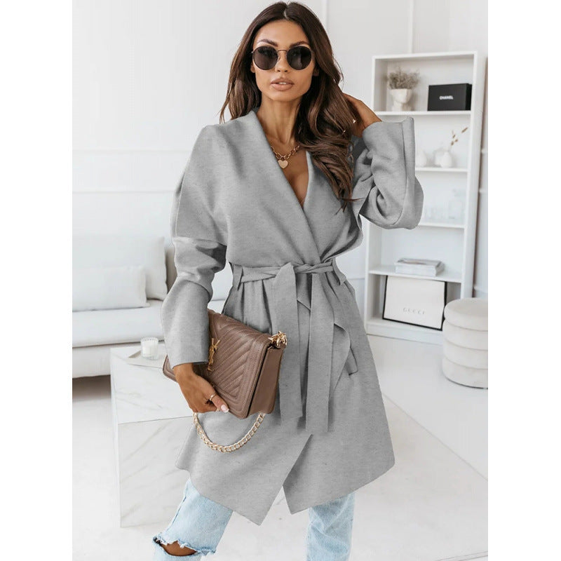 Women's casual oversized coat with wrap belt NOVAE