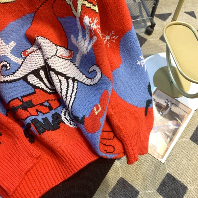 Women's festive sweater with Christmas motif and round neckline NOVAE