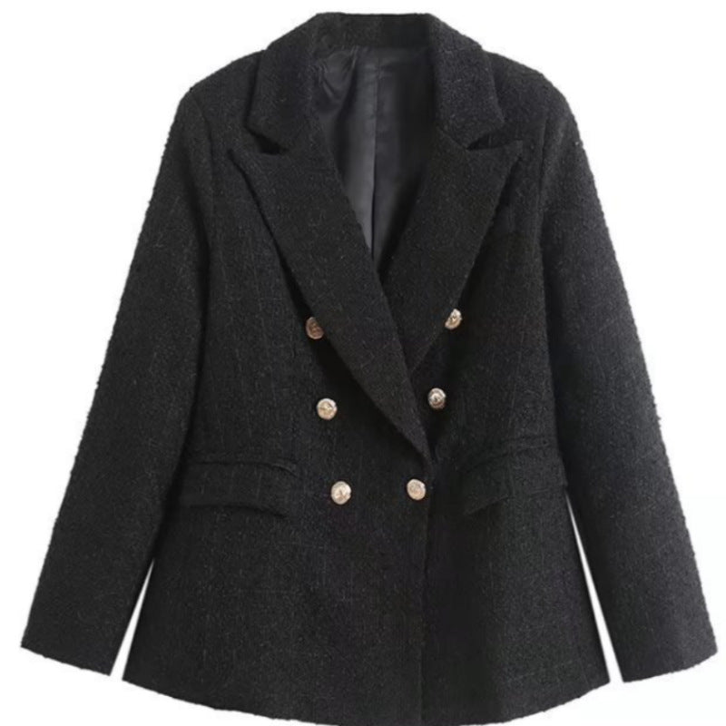 Women's tweed blazer jacket with double button placket and elegant cut NOVAE
