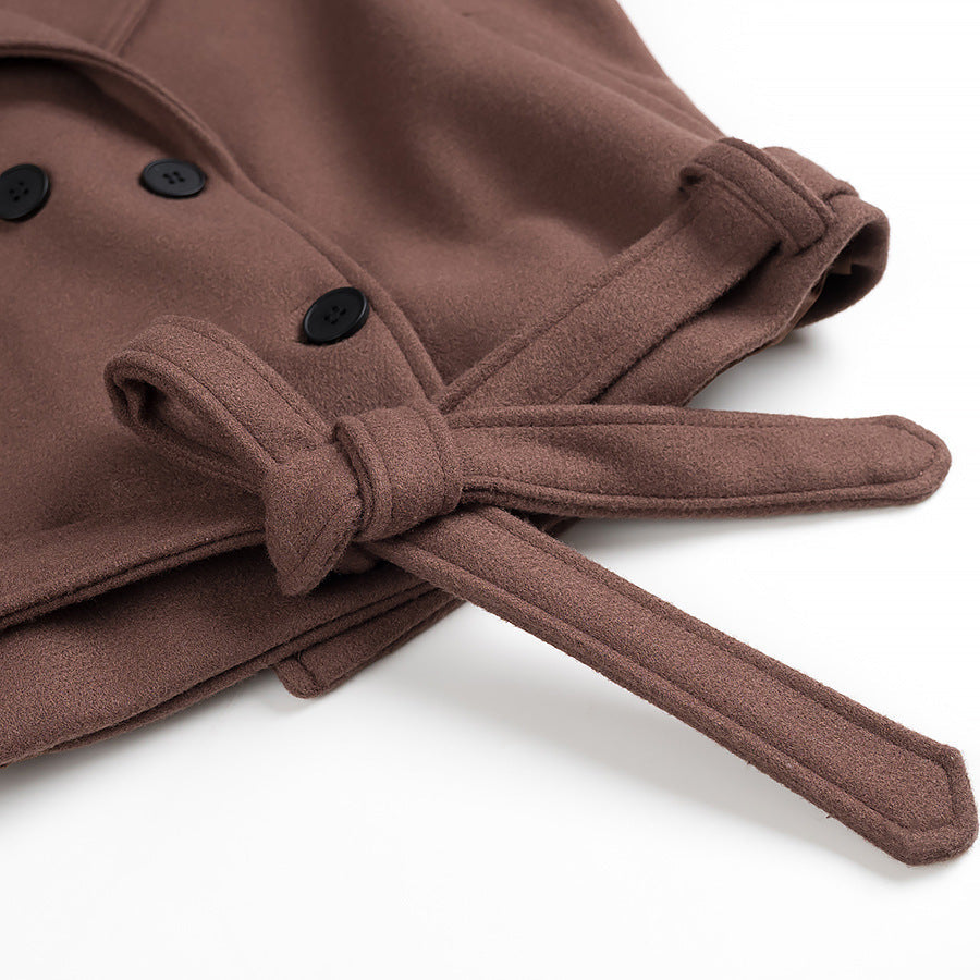 Women's fashionable short trench jacket with waist belt NOVAE