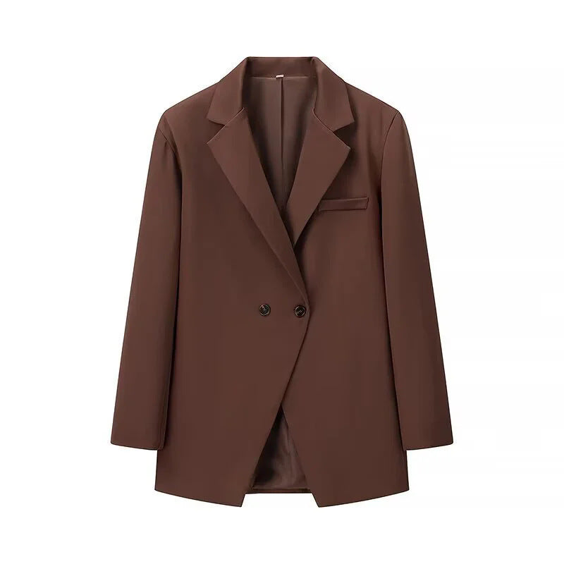 Women's elegant oversized blazer with double button placket and practical pockets NOVAE