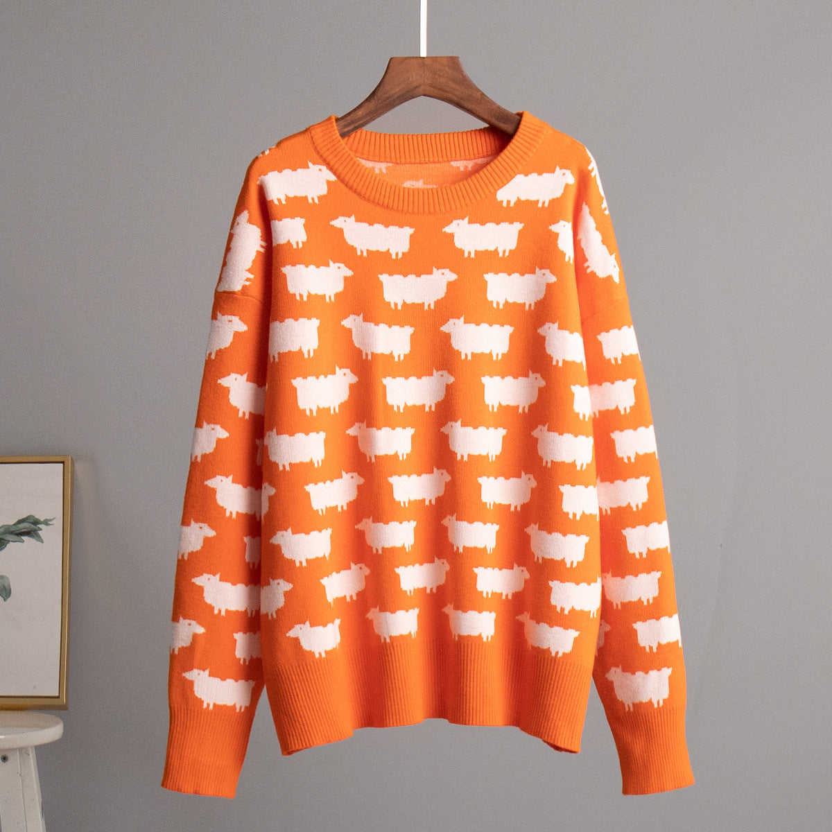 Women's knitted sweater with original sheep design NOVAE