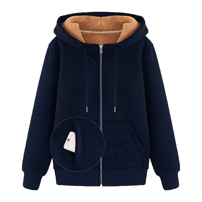 Women's fleece-lined hooded jacket with practical pockets NOVAE