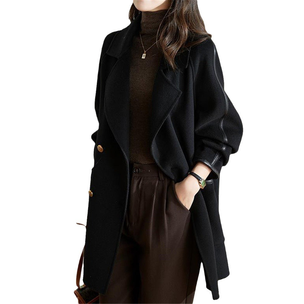 Women's fashionable double-breasted coat with stylish details and practical pockets NOVAE
