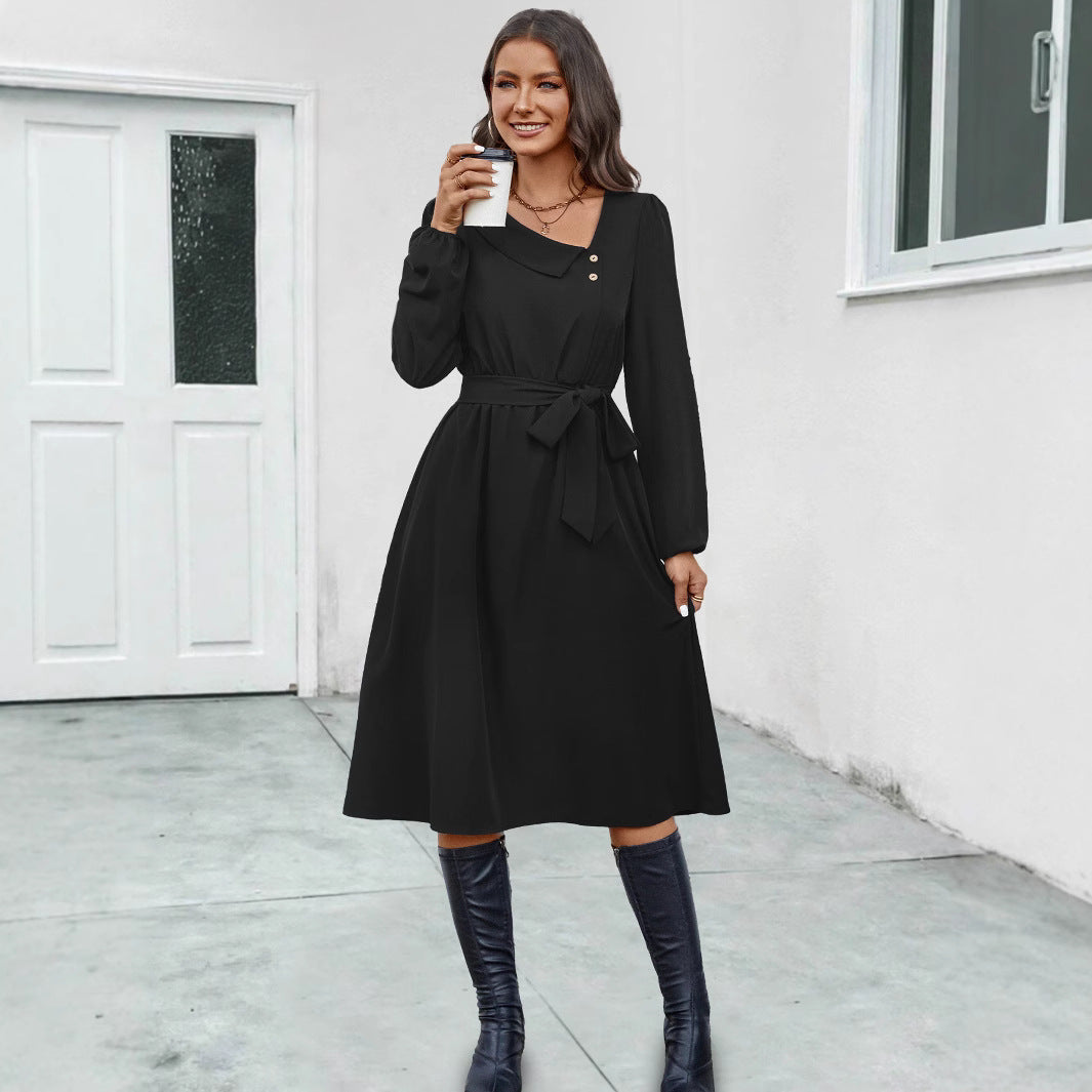 Women's midi dress with a tailored cut and elegant button details NOVAE